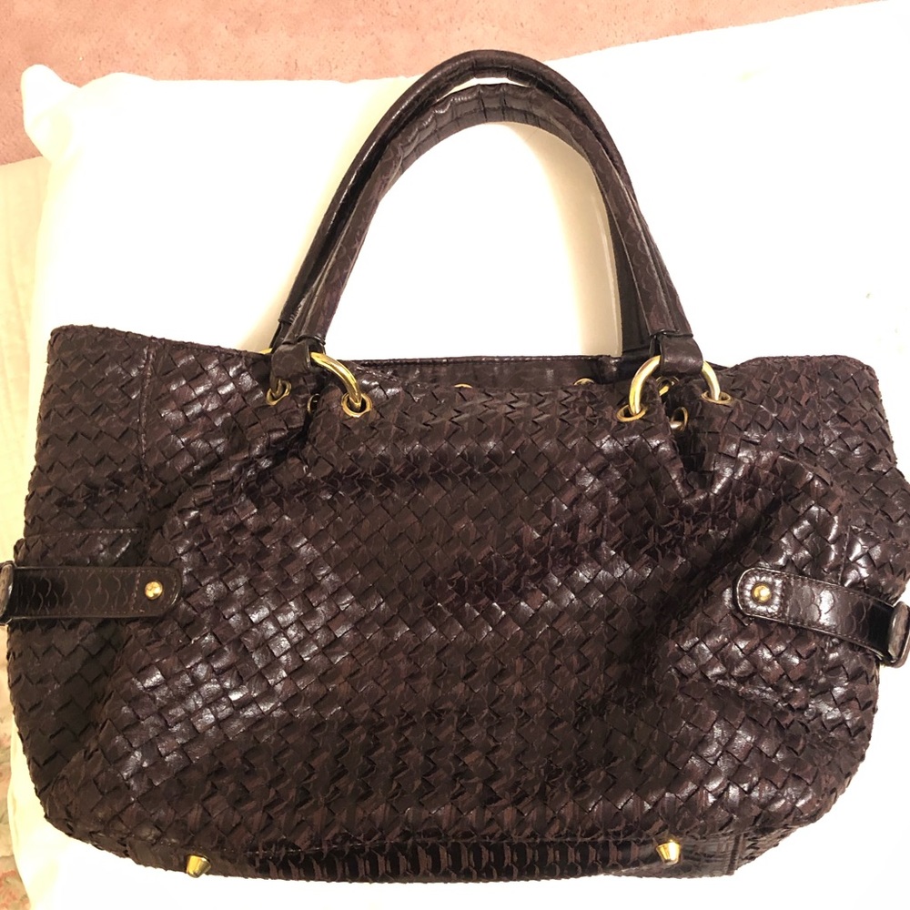 Brown basket weave purse